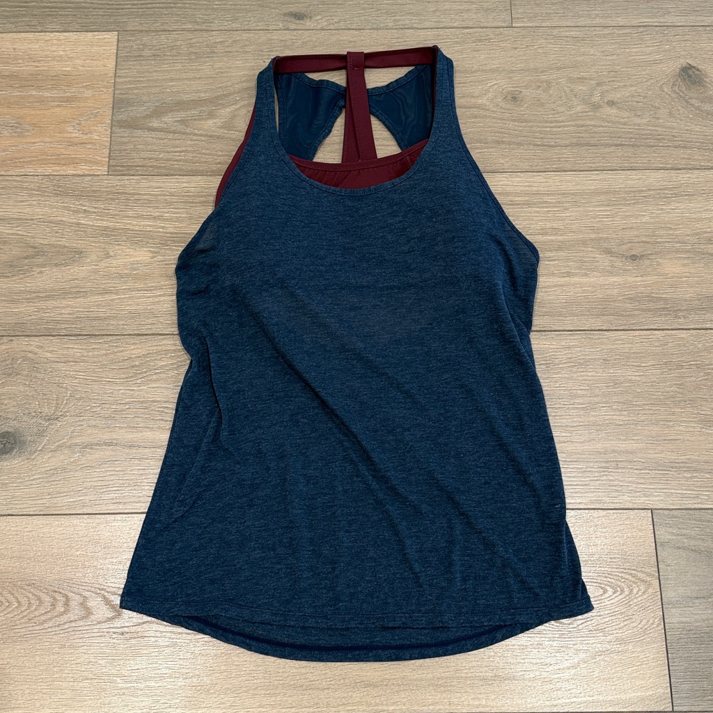 Sweaty Betty Blue Maroon All-In-One Double Impact Workout Vest Bra Tank Size S